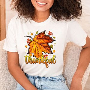 Happpy Thanksgiving Day Autumn Fall Maple Leaves Thankful T Shirt 1