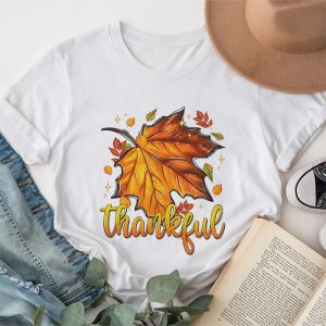 Happpy Thanksgiving Day Autumn Fall Maple Leaves Thankful T-Shirt