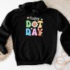 Happy Dot Day Hippie Flowers Smile Face Groovy Teacher Kids Hoodie