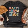 Happy Dot Day Hippie Flowers Smile Face Groovy Teacher Kids Longsleeve Tee
