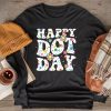 Happy Dot Day Hippie Flowers Smile Face Groovy Teacher Kids Longsleeve Tee