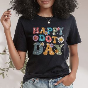 Happy Dot Day Hippie Flowers Smile Face Groovy Teacher Kids T Shirt 2