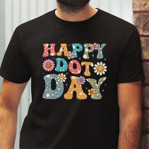 Happy Dot Day Hippie Flowers Smile Face Groovy Teacher Kids T Shirt 3