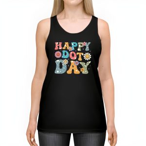 Happy Dot Day Hippie Flowers Smile Face Groovy Teacher Kids Tank Top 2