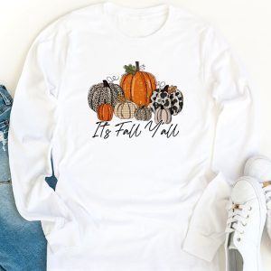 Happy Fall Yall Pumpkin Leopard Its Fall Yall Women Longsleeve Tee 1 4