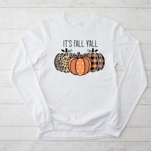 Happy Fall Y'all Pumpkin Leopard Its Fall Yall Women Longsleeve Tee
