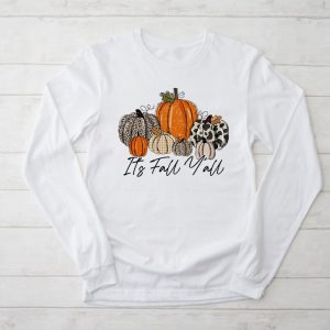 Happy Fall Y'all Pumpkin Leopard Its Fall Yall Women Longsleeve Tee