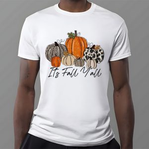 Happy Fall Yall Pumpkin Leopard Its Fall Yall Women T Shirt 3 4