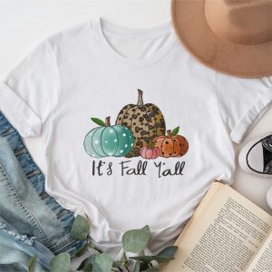 Happy Fall Y’all Pumpkin Leopard Its Fall Yall Women T-Shirt