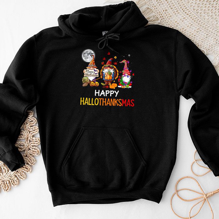 Happy Hallothanksmas Cute Gnomes Fall Halloween Women Girls Hoodie