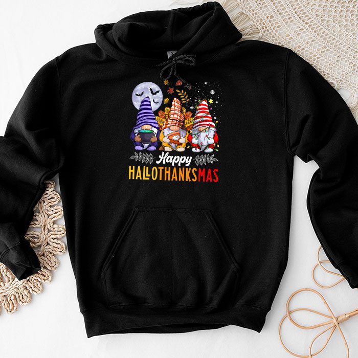 Happy Hallothanksmas Cute Gnomes Fall Halloween Women Girls Hoodie
