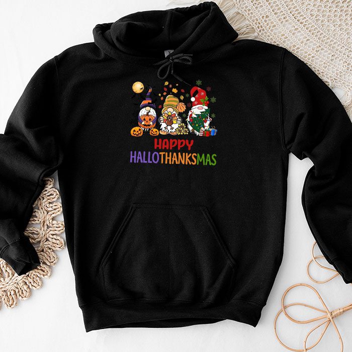 Happy Hallothanksmas Cute Gnomes Fall Halloween Women Girls Hoodie