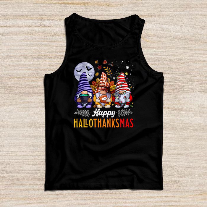 Happy Hallothanksmas Cute Gnomes Fall Halloween Women Girls Tank Top