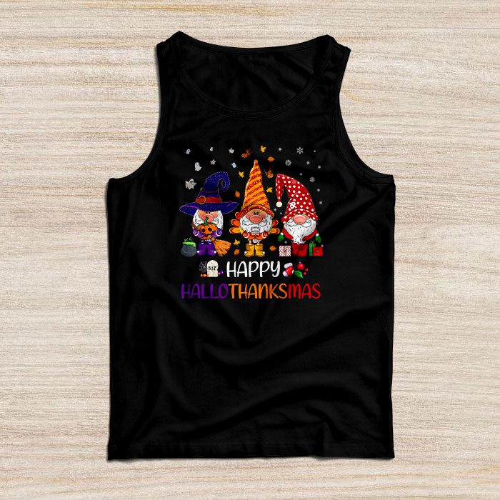 Happy Hallothanksmas Cute Gnomes Fall Halloween Women Girls Tank Top