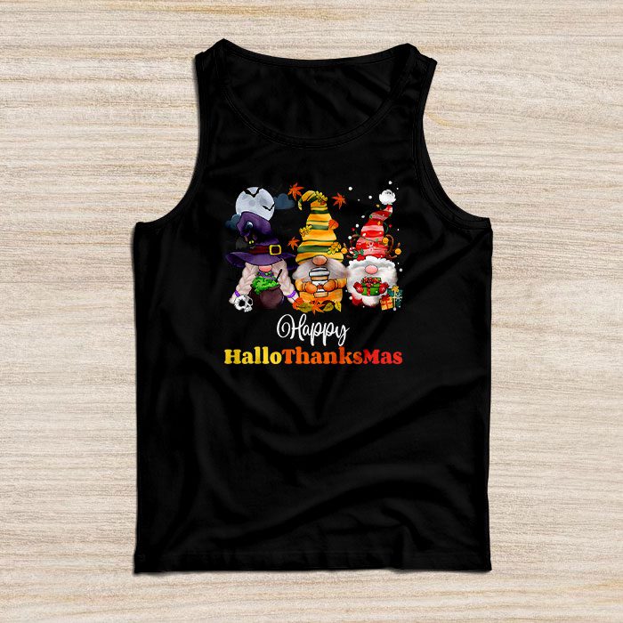 Happy Hallothanksmas Cute Gnomes Fall Halloween Women Girls Tank Top