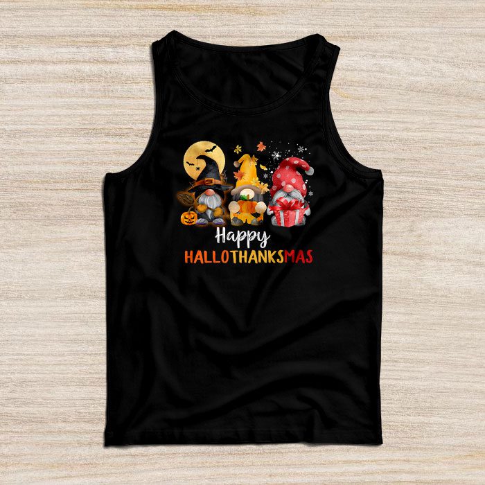 Happy Hallothanksmas Cute Gnomes Fall Halloween Women Girls Tank Top