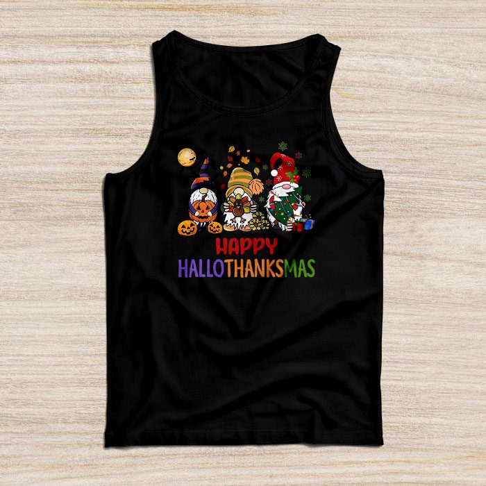 Happy Hallothanksmas Cute Gnomes Fall Halloween Women Girls Tank Top