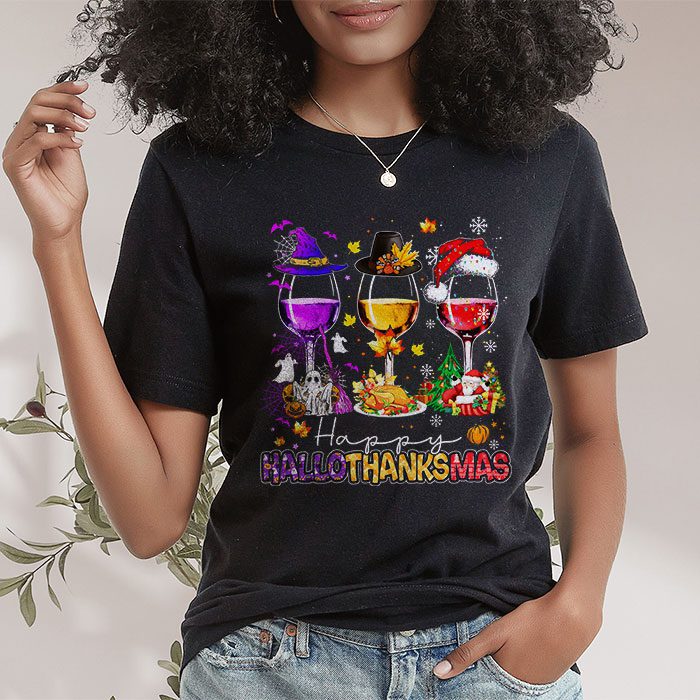 Happy-Hallothanksmas-Wine-Glasses-Witch-Santa-Hat-Pumpkin-T-Shirt-2 Happy Hallothanksmas Wine Glasses Witch Santa Hat Pumpkin T Shirt 2 4