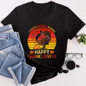 Funny Thanksgiving Shirts Thankful Grateful Blessed Turkey Day Family Dinner T-Shirt