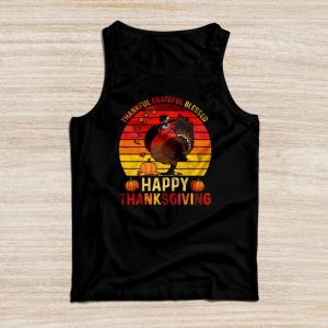 Funny Thanksgiving Shirts Thankful Grateful Blessed Turkey Day Family Dinner Tank Top