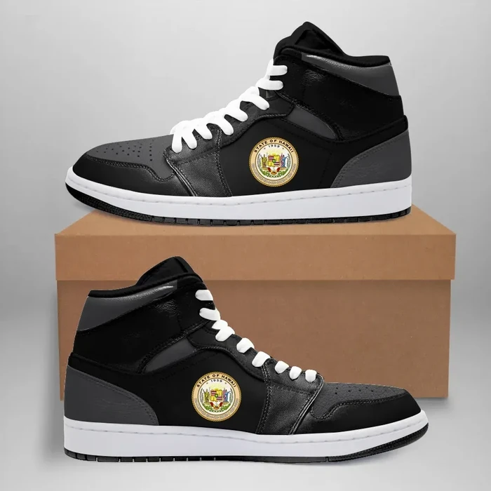 Hawaii-High-Sneakers-Air-Jordan-1-Retro-Mid-Black-Dark-Grey-JD1-Shoes Hawaii High Sneakers Air Jordan 1- Retro Mid Black Dark Grey JD1 Shoes