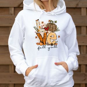 Hello Fall Pumpkin Love Fall YAll Leopard Peace Love Fall Hoodie 3 3