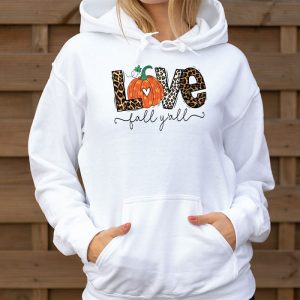 Hello Fall Pumpkin Love Fall YAll Leopard Peace Love Fall Hoodie 3