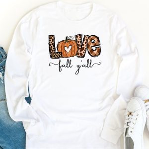 Hello Fall Pumpkin Love Fall YAll Leopard Peace Love Fall Longsleeve Tee 1 1