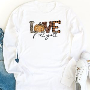 Hello Fall Pumpkin Love Fall YAll Leopard Peace Love Fall Longsleeve Tee 1 2