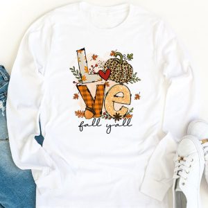 Hello Fall Pumpkin Love Fall YAll Leopard Peace Love Fall Longsleeve Tee 1 3