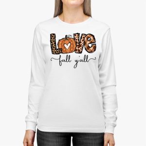 Hello Fall Pumpkin Love Fall YAll Leopard Peace Love Fall Longsleeve Tee 2 1