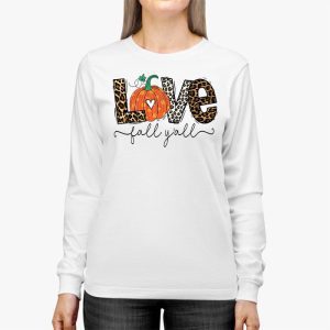 Hello Fall Pumpkin Love Fall YAll Leopard Peace Love Fall Longsleeve Tee 2