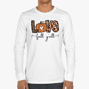 Hello Fall Pumpkin Love Fall YAll Leopard Peace Love Fall Longsleeve Tee 3 1