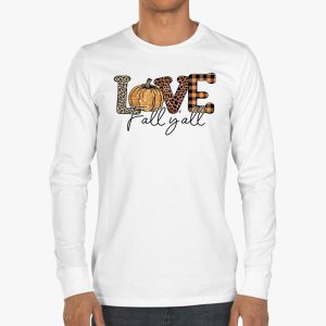 Hello Fall Pumpkin Love Fall YAll Leopard Peace Love Fall Longsleeve Tee 3 2