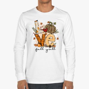 Hello Fall Pumpkin Love Fall YAll Leopard Peace Love Fall Longsleeve Tee 3 3