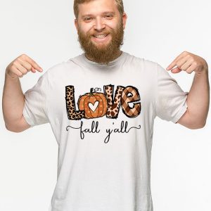 Hello Fall Pumpkin Love Fall YAll Leopard Peace Love Fall T Shirt 2 1