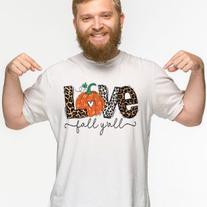 Hello Fall Pumpkin Love Fall YAll Leopard Peace Love Fall T Shirt 2