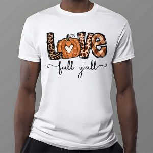 Hello Fall Pumpkin Love Fall YAll Leopard Peace Love Fall T Shirt 3 1