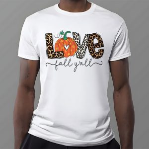 Hello Fall Pumpkin Love Fall YAll Leopard Peace Love Fall T Shirt 3