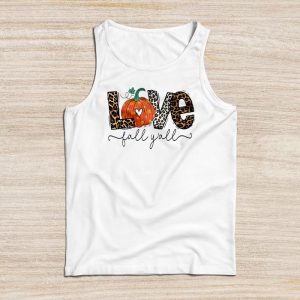 Funny Thanksgiving Shirts Hello Fall Pumpkin Love Fall Y’All Leopard Tank Top