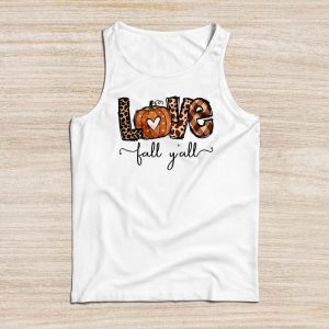 Funny Thanksgiving Shirts Hello Fall Pumpkin Love Fall Y’All Leopard Tank Top