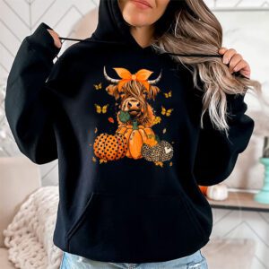 Highland Cow Fall And Leaves Pumpkins Autumn Thanksgiving Hoodie 2 3