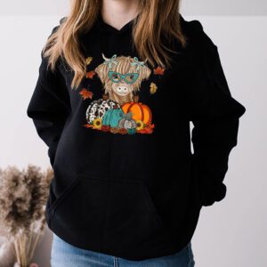 Highland Cow Fall And Leaves Pumpkins Autumn Thanksgiving Hoodie 3 1