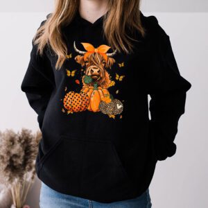 Highland Cow Fall And Leaves Pumpkins Autumn Thanksgiving Hoodie 3 3