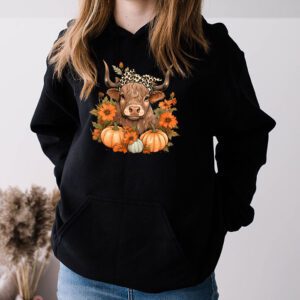 Highland Cow Fall And Leaves Pumpkins Autumn Thanksgiving Hoodie 3