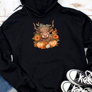 Highland Cow Fall And Leaves Pumpkins Autumn Thanksgiving Hoodie