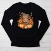 Highland Cow Fall And Leaves Pumpkins Autumn Thanksgiving Longsleeve Tee