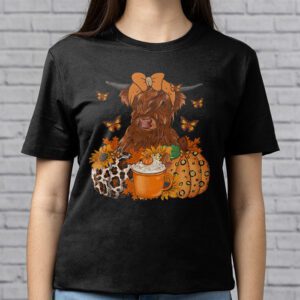 Highland Cow Fall And Leaves Pumpkins Autumn Thanksgiving T Shirt 2 2