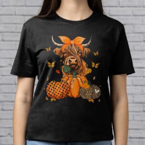 Highland Cow Fall And Leaves Pumpkins Autumn Thanksgiving T Shirt 2 3