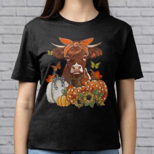 Highland Cow Fall And Leaves Pumpkins Autumn Thanksgiving T Shirt 2 4